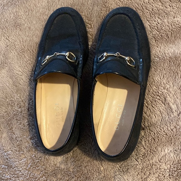 Black canvas & patent GG loafer with silver bit. - Picture 1 of 6
